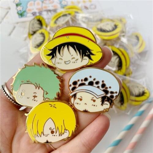 Wholesale Japanese Anime One Piece Cosplay Metal Badge Handcraft Spray Paint Enamel Lapel Pins Anime Badges Brooch Bag Souvenir