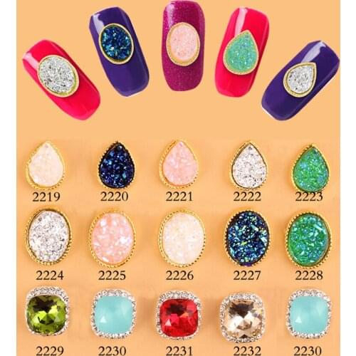 10Pcs Nail Art 6*12mm Pearl/Alloy Rhinestones Accessory Japanese Water Drop Crystal Gold Edge Design Jewelry Nails Decorations*2