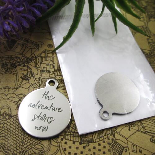 20pcs--"the adventure starts now"stainless steel charms 5 styles for choosing DIY Charms for necklace bracelets