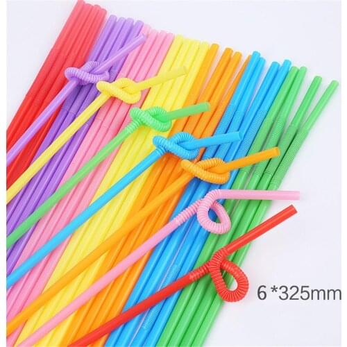 100pcs/set Flexible Bendy Disposable Plastic Drinking Straws For Bar Party