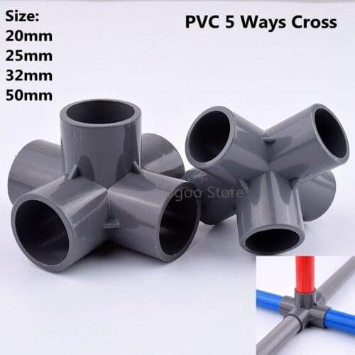 2-10Pcs 5 Ways Cross Garden Irrigation Tube Hydroponic Frame Connectors PVC Pipe Three-dimensional Joint Aquarium Fittings DIY
