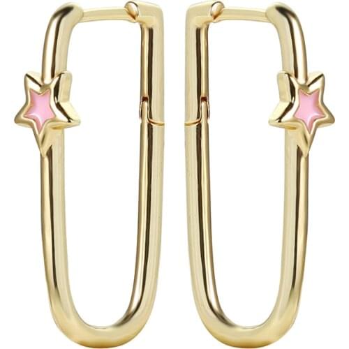 2021 Fashion Charm Copper Star Enamel Long Earring Simple Luxury Earrings For Women Jewelry Gift Geometric Rectangle Earrings