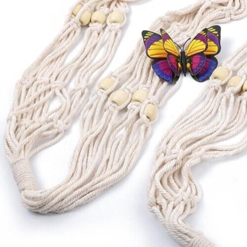 3 Layers Hand Woven Plants Flowers Pot Hanging Basket Holder Net Bag Wedding Decoration Garden Decor