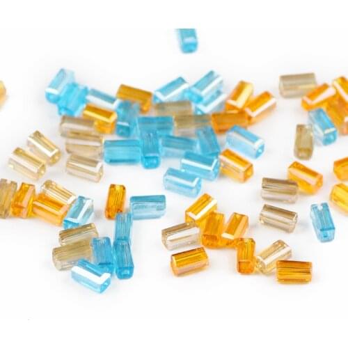 UPGFNK Austrian Rectangle crystal Czech glass beads 2*4mm 100pcs Square Spacer Charm Loose beads for Jewelry making DIY bracelet