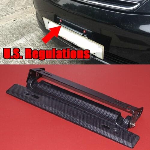 Car Modification Part License Plate Adjustable Carbon Fiber Pattern Number Racing License Plate Frame Holder U.S. Regulations