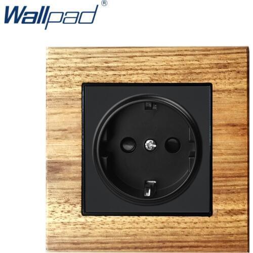 EU German 2 Pin Socket Schuko Wallpad Luxury Wooden Panel Electric Wall Power Socket Electrical Outlets For Home