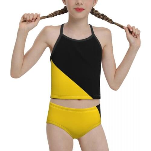 Europe Beach Wear for Children young Girl Print AnCap Flag Bikini 2021 Wholesale Brand Girl Swimming Suit