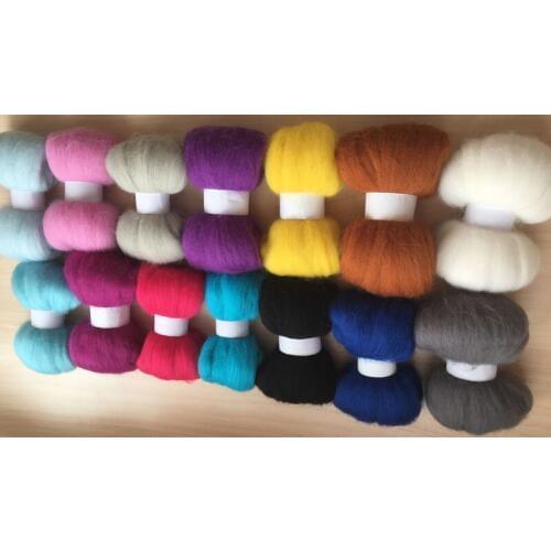 Needle felting poke fun DIY roving felt 100% merino wool fiber mix color 5g/14pcs/lot