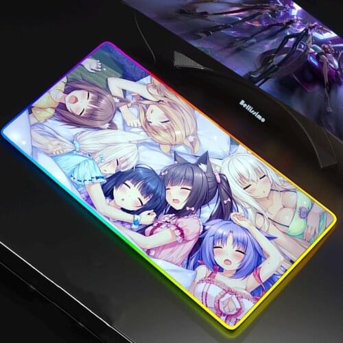 Chocola Nekopara Japan Anime Girl RGB Gaming Mouse Pad Mousepad Mause Pad Keyboard Desk Carpet Game Rubber No-slip LED Mouse Mat