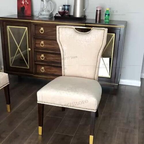 Customized American Fabric Leisure Negotiation Chair Nordic Solid Wood Dining Chair Designer Fashion Dining Chair Hotel Club Caf