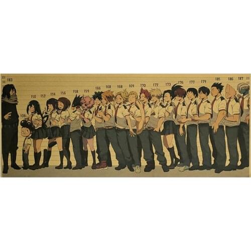 Japanese Anime My Hero Academia Retro Poster Vintage Cool Style Kraft Paper Wall Painting For Home Decor 70*29cm