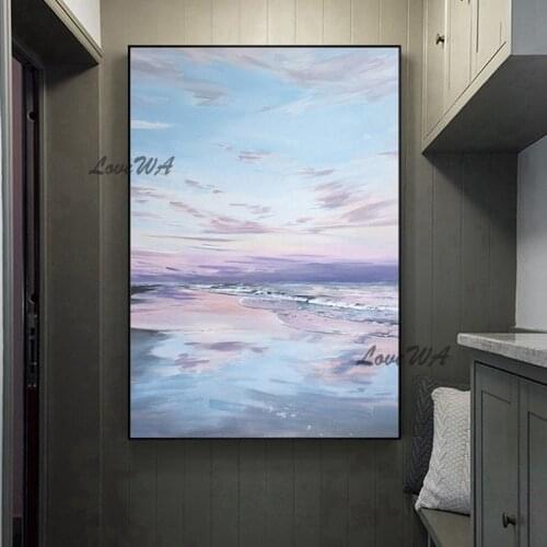 Beautiful Modern Wall Art Handmade Sea Landscape Painting Large Size Home Decoration Picture For Restaurant Unframed Canvas Art