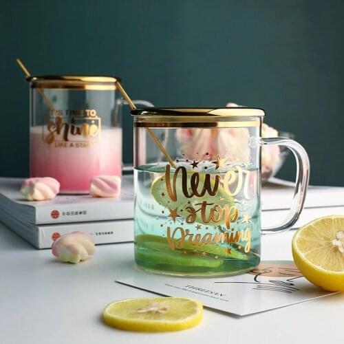 375ml High Capacity Colorful Glass Mug Transparent Mugs Milk Tea Coffee Juice Water Cup Home Office Drinkware Lovers Gifts