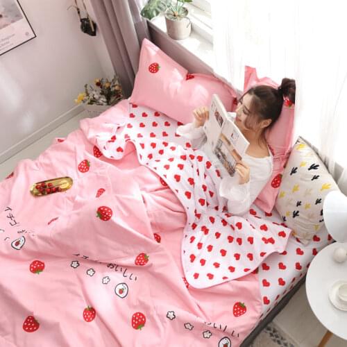 Summer Four Piece Thin Quilt Single Air Conditioner Double Quilt Core Water Wash No Pilling Fabric Comfortable