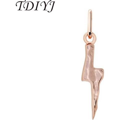 TDIYJ Fashion Cleo Necklace Uneven Surface Lightning Pendant in Rose Gold DIY Charms Pendant for Women Bijoux Jewelry 6Pcs/lot
