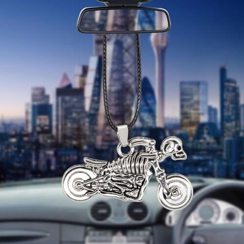 Fashion Motorcycle Car Interior Rearview Mirror Decoration Pendant Ornaments Silver Color Men Punk Hanging Auto Accessories