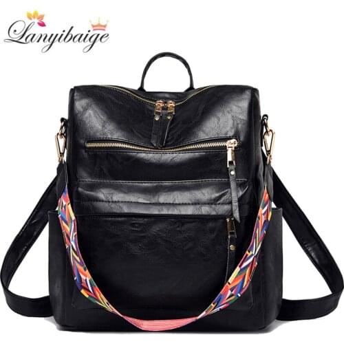 Fashion Women Backpack High Quality Pu Leather School Backpacks Multifunction Shoulder Bags School Bags For Girls Mochila