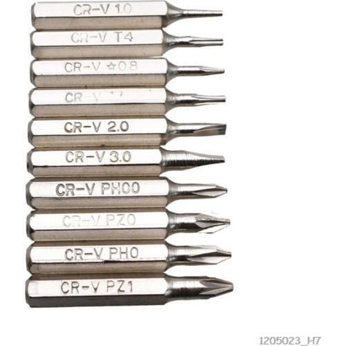 10pcs 28mm Magnetic CR-V Precision Screwdriver Bit Set PH00 PH0 Z1 Z0 3.0 2.0 1.0 T5 T4 0.8 Multifunctional Hex Torx Head Repai