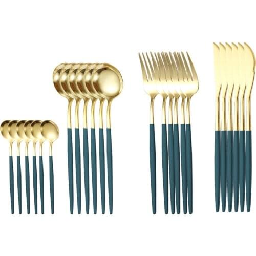 Christmas Western Cutlery Set 24 Piece Tableware Set Stainless Steel Dinnerware Black Spoon Fork Knife Dinner Set Home Flatware