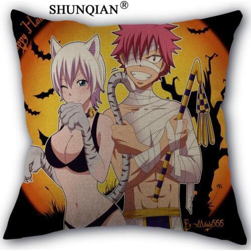 Fairy tail Pillowcase Cotton Linen Square Zippered Pillow Cover For Office,Family Customize Your Picture 45x45cm one side