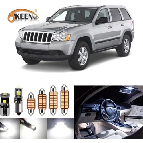 OKKEN Led Interior Light Kit For Jeep Grand Cherokee 1999-2017 Dome Map Trunk Vanity Mirror Lighting Canbus Car Accessories