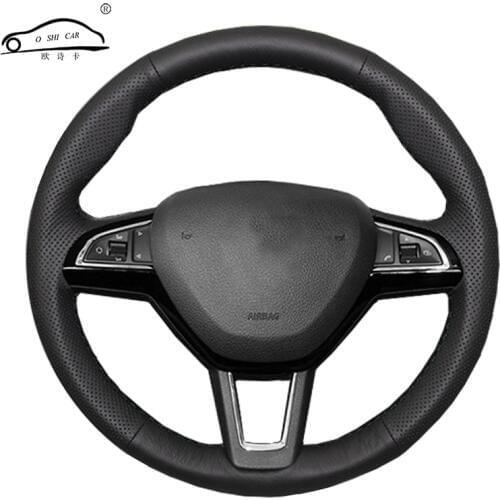 Steering wheel cover for Skoda Octavia 2017 Fabia 2016 2017 Rapid Spaceback 2016 Superb (3-Spoke)/ Skoda Octavia 2015 Rapid Yeti