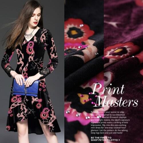 Autumn new hollow silk burnt-out high-end velvet fabric silk velvet fabric velvet dress cheongsam shawl fabric