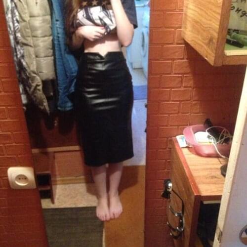 Autumn Faux Leather Skirt Europe The United States Wild Fake Leather High Waist Hip And Knee Skirts Open Bag Hip Skirt Wholesale