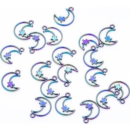 5pcs Moon Pendants For Jewelry Making Luna Charms Necklace Bracelets Accessories Handmade Supplies Do It Yourself Earrings Charm