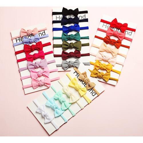 7pcs/set baby girl headband Infant hair accessories cloth Tie bows Headwear tiara Gift Toddlers bandage Nylon newborn headwrap