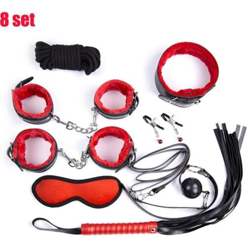 Dropshipping Couples Sex Toy for Exotic Accessories SM Games Nylon Sex Bondage Set Sexy Lingerie Handcuffs Whip Rope Adult Toys