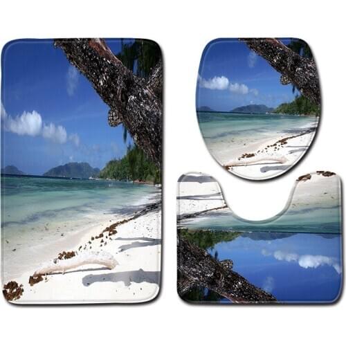 Scenic Bath Mat Set Anti Slip Carpet Bathroom Rug Microfiber Toilet Mat Set Bathroom Products Absorbent Soft Toilet Foot Mat
