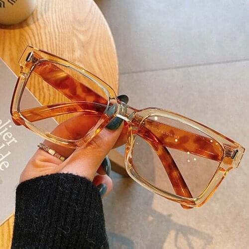 Vintage Rivet Small Square Sunglasses For Women Luxury Brand Brown Leopard Gradient Sun Glasses Men Retro Black Uv400 Eyewear