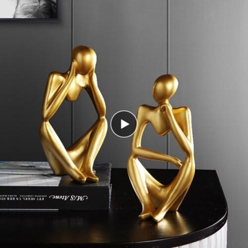 Statue Abstract Figure Sculpture Thinker Small Ornaments Resin Statue Home Crafts Home Decoration Modern Figurines For Interior