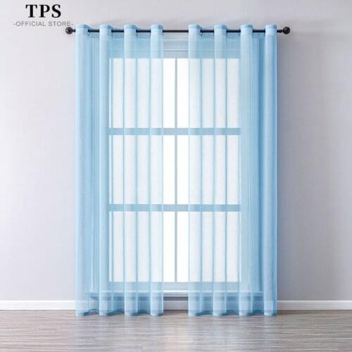 TPS Sheer Curtain Window Tulle for Living Room Bedroom Kitchen Solid Finished Window Treatment Panels Blinds Home Decor Blinds