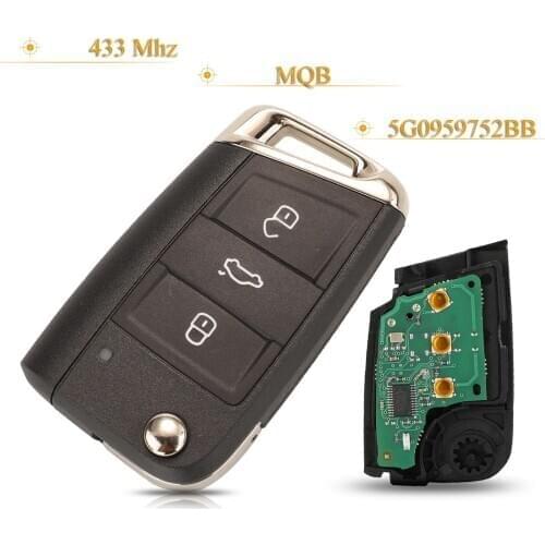 Kutery 3 Buttons Smart Remote Car Key No Keyless GO Fob 433Mhz MQB 5G0959752BB For VW Seat Golf7 MK7 Touran Polo Tiguan