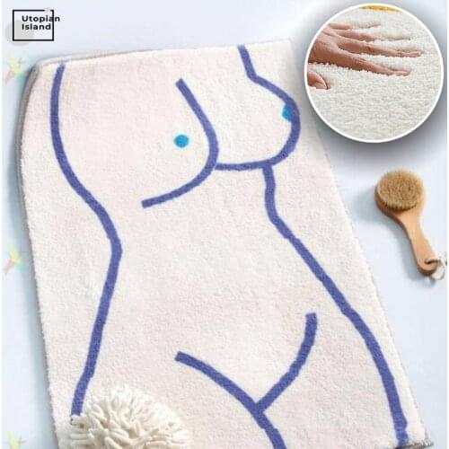 Bathroom rug Entrance Doormat Water Absorbent Bath Mat Toilet Foot Pad Boob Art Fluffy Door Mat for Bathroom Furry Mat For Adult