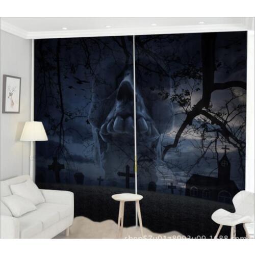Halloween Horror pattern 3D Window Curtains Living Room Hotel bedroom decorate Cortina Drapes Rideaux Customized size pillowcase