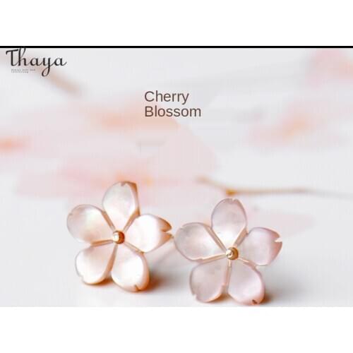 Thaya 925 Sterling Silver Cherry Blossom Earrings Female Flower Hypoallergenic Girl Stylish Earrings Trendy Fashion Earring