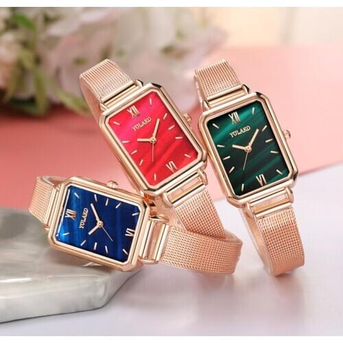 Women Rectangle Dial Stainless Steel Mesh Quartz Watch Luxury Brand Ladies Fashion Dress Watch Female Casual Wristwatch Relogio