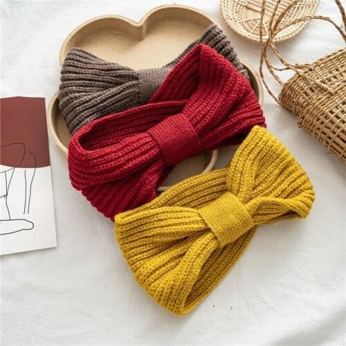 Female Warm Hair Accessories Elastic Headband Women Hairbands Autumn Winter Knit Headdress Wide Cross Headwear Head Bands