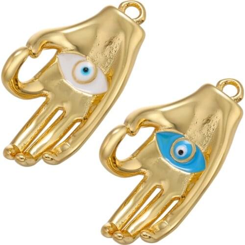 ZHUKOU Gold Lucky Hand Pendant Enamel hand charms for women DIY Handmade Necklace Jewelry Accessories Supply Wholesale VD992