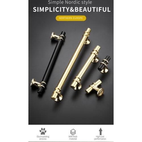 Golden Cabinet Handle Copper Brushed Kitchen Cabinet Door Knob Furniture Drawer Pull Hardware Trolley Handle