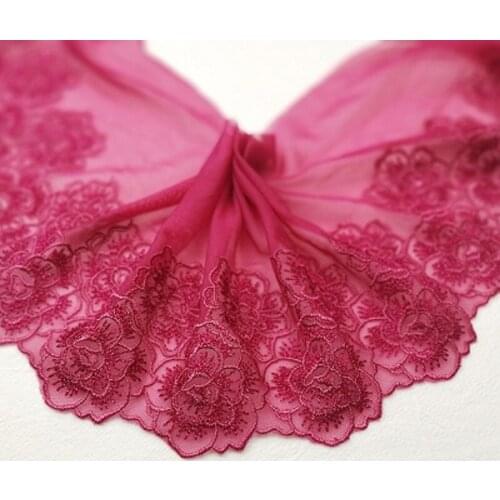 1Meter New Arrival Embroidery Lace Trim Guipure Red Dolls Bra Underwear Fabric Mesh Tulle Ribbon for Wedding Decor