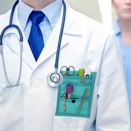 1pc Doctor Nurse Pen Pouch Inserted Holder Bag Pocket Pen Protector Doctor Chest Pocket Small Tool Storage Bag (Emerald)