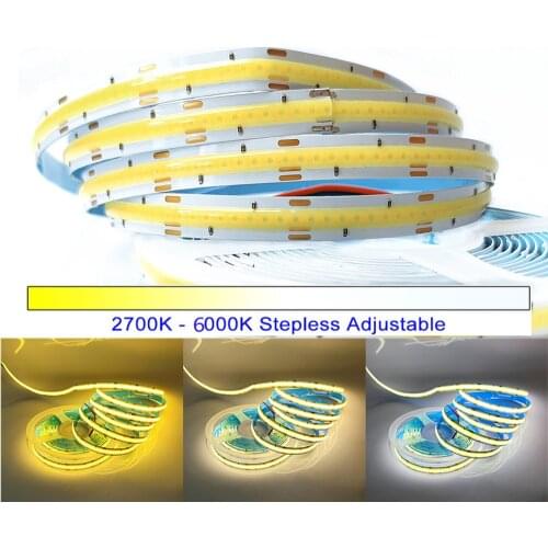 DC12V CCT 3000K-6000K COB LED Strip Light 576LEDs High Density Flexible FOB COB CCT COB Strip 10mm With White Linear Dimmable