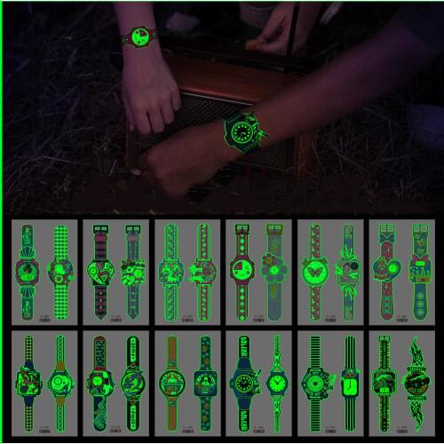 5pcs Christmas Shiny Luminous Tattoos Stickers Glow In The Dark Childrens Temporary Waterproof Tattoos Sticker Kids Halloween