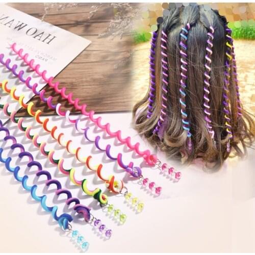 6PCS/Set New Cute Colorful Hair Make Up Long Spiral Headband For Girls Sweet Hair Ornament Hairbands Fashion Hair Accessories