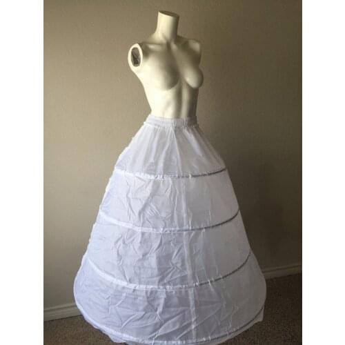 4-HOOP White Petticoat Renaissance Fair Costume Wedding Gown Crinoline Skirt