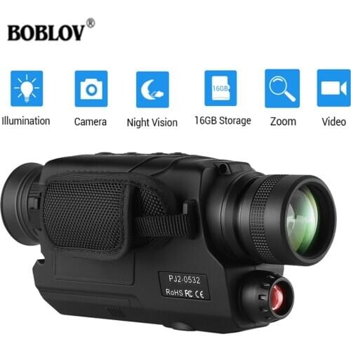 Boblov PJ2 Infrared Digital Night Vision Monoculars 16GB full dark 5X32 range Hunting Monocular Black Night Vision Optics Camera